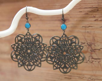 Earrings bronze and turquoise
