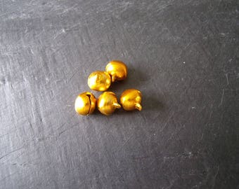 Lot 5 large shiny bells gold 13, 5 x 11, 5mm