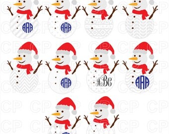 Snowman SVG Cut Files, Christmas SVG, Snowman Clipart, Snowman Monogram Frames Cut Files for Cricut, Silhouette Studio_Digital Download
