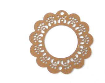2 filigree connector 18mm Brown flower print