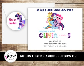 My Little Pony Birthday Invitation • My Little Pony Stickers • My Little Pony Party Invite • My Little Pony Invitation Set #IP-BDY-009