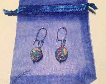 Colorful polymer clay beads earrings