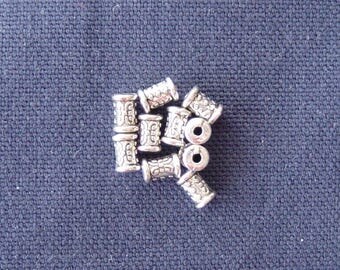 10 spacer beads silver metal tube