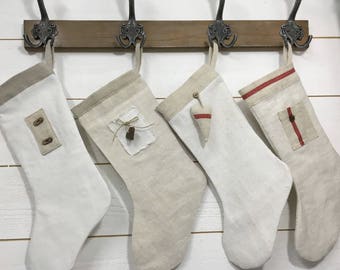 Christmas boot made of hemp and linen