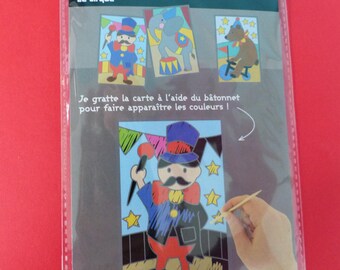 3 scratch 10 X 15 cm circus theme cards