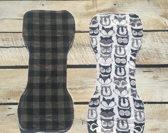 Woodland/ plaid burp cloth set