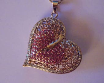 Necklace Heart Rhinestone rose gold