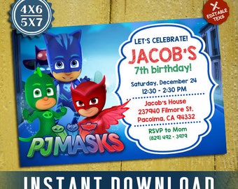 Pj masks invitation | Etsy