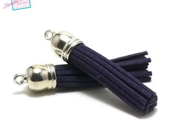 4 tassels suede 58 mm, Navy, Blue Bell