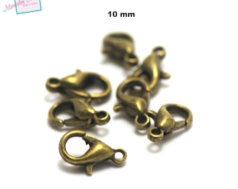 20 small lobster claw clasps, 10 x 5, 5 mm, bronze