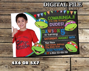 Personalize Teenage Mutant Ninja Turtles Invitation,TMNT Birthday Invitation,Ninja Turtle Birthday,Ninja Turtle Party,Ninja Turtle Invite