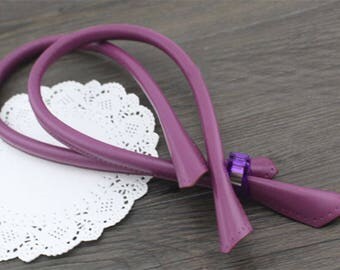 Handle for handbag faux leather 60cm purple