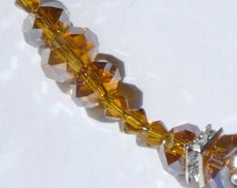 Orange yellow swarovski crystal Orange swarovski crystal necklace / Bronze