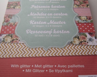 32 SHEETS 15X21CM CARTONNEES ROMANTIC GLITTER BLOCK