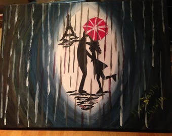 Dancing in the rain canvas acrylic painting