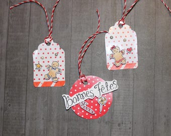 set of 3 Christmas tags "gingerbread" for the original packaging