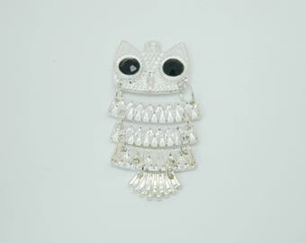 1 x 50mm silver plated OWL pendant charm