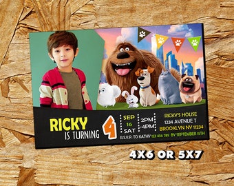 Secret Life of Pets Invitation,Birthday Invitation,Secret Life of Pets Birthday Invitation,Photo Invitation,Secret Life of Pets