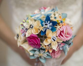 Wedding themed paper flower bouquet