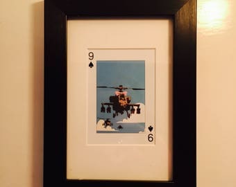 Banksy Nine of Spades framed playing card