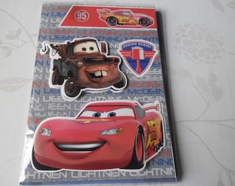 x 3D pattern Cars multicolored + 1 double card envelope 19.5 x 13.5 cm