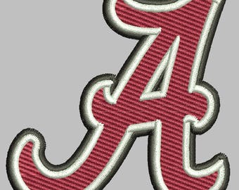 Alabama A Embroidery Design 3 Sizes 8 Formats