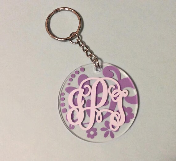 monogram initial fancy keychain acrylic keychain vinyl