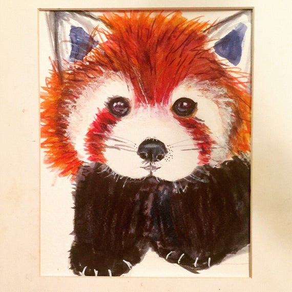 Items similar to Baby Red Panda Watercolor Painting on Etsy