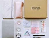 Minimal Paper Box Vol. 1 - Bullet Journal Starter Kit / Subscription Box / Marble Dot Grid Journal Notebook / Stationery Box / Gift Box