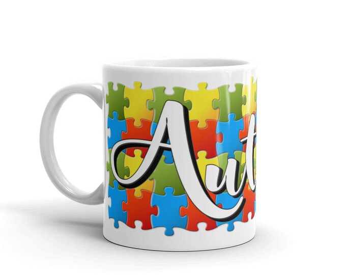 Autism, Dad, Mug, Father, Daddy, Autistic, Puzzle, Piece, Unique, Fun, Gift Ideas