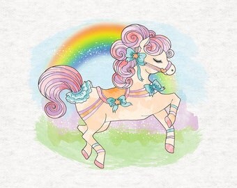 Handmade Cushion Cover - Carousel horse Pony Ponies- Rainbows - Various Sizes