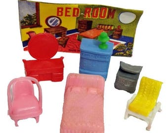 SALE 1pkg TINY FURNITURE Set 1960s Vintage Plastic Doll Accessories Toys