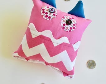 Monster Tooth Fairy Pillow- Girls Tooth Pillow - Pink White Chevron Pillow - Lost Tooth Pillow - Tooth Pillow - Pink Tooth Pillow