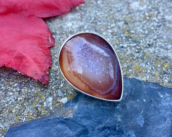 Pear Druzy Ring #2, Drusy Ring, Geode Ring, Agate Ring, Crystal, Mineral, Bohemian, Natural, Hand made, Handmade, Drussy Ring