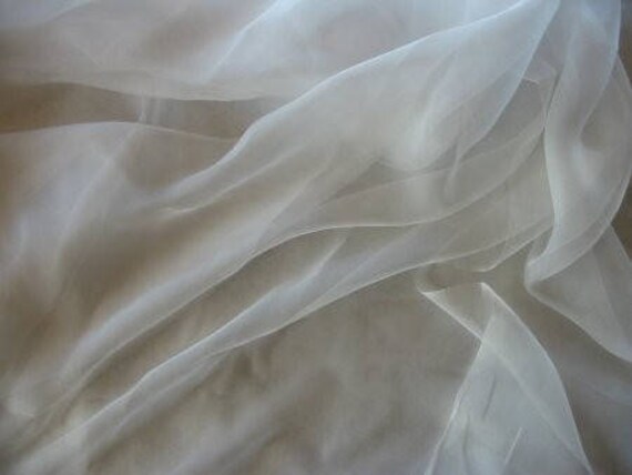 5 Yards White Pure 100% Silk Gauze Fabric Sheer Lightweight Floaty By The Yard