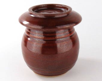 French Butter Keeper - Iron Red - Handmade stoneware butter keeper - butter crock