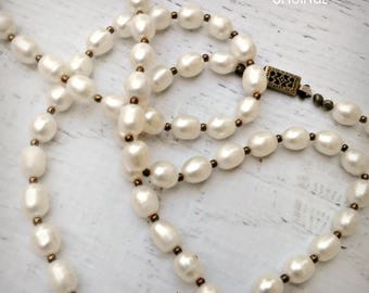 Long Pearl Necklace - Freshwater Pearl Necklace - Scottish Pearl Necklace - Opera Length Necklace - Pearl - Pearls - Wedding - READY to SHIP