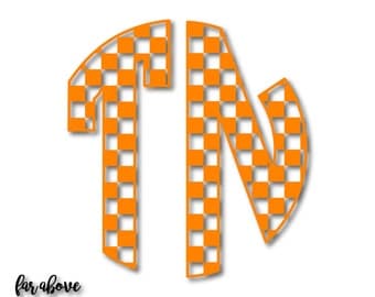 Checkerboard TN Tennessee Monogram Rocky Top SVG, EPS, dxf, png, jpg digital cut file for Silhouette or Cricut