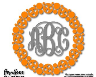 Tennessee TN Tristar Kaleidoscope Monogram Wreath SVG, EPS, dxf, png, jpg digital cut file for Silhouette or Cricut