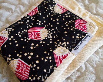 baby burp cloth - Ivory movie popcorn hand dyed baby burp cloth