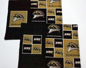 Two Western Michigan University Snack Mats or Mug Rugs for Corm, Office, Home office, Dining, Coffee or End Table