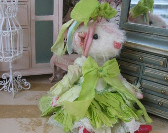Guinea Pig Doll - "Miss Sallie Bernice Olivier" - 5-6" Tall - 1:12 Dollhouse Scale Fancy Miniature Art Doll