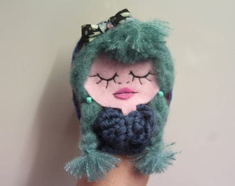CLEARANCE Felt Brooch Portrait Art Doll Agathe Ardoise