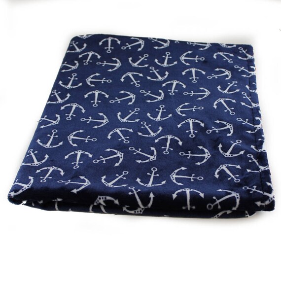 Personalized Baby Blanket For Boy /Anchor Baby Blanket / Minky Baby Blanket Boy, Silver Navy Blue Anchor / Navy Baby Blanket / Nautical