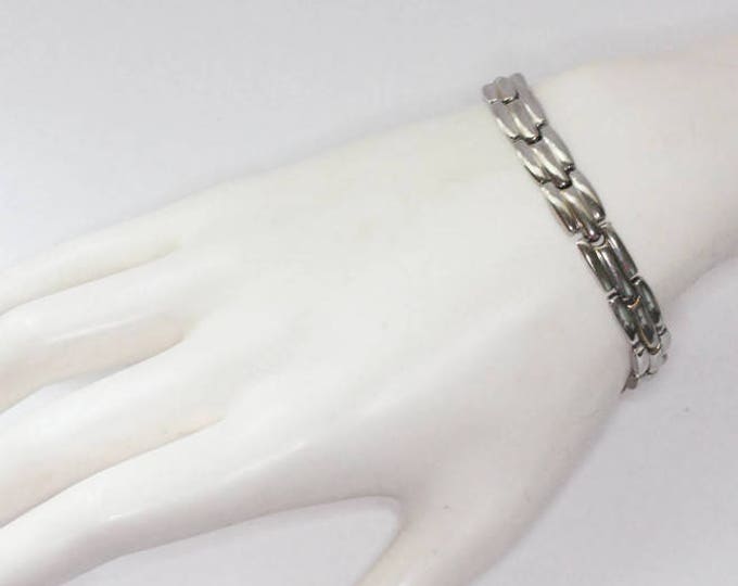 Silver Tone Bracelet Modernist Industrial Look Vintage