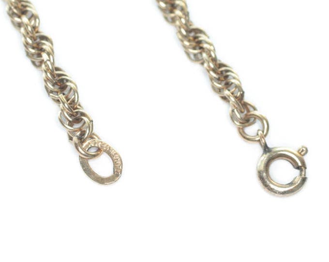 Krementz Gold Tone Bracelet Twisted Rope Chain Link Mid Century Vintage