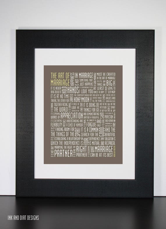 The Art of Marriage Typography Print 8x10 Word Art Wedding