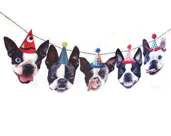 Boston Terrier Dog Birthday Garland - party decoration for Bostie lovers