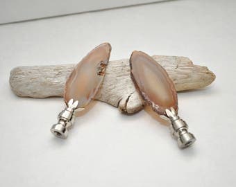 Lamp Finial Pair - Brazilian Agate Flames
