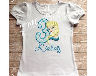 Elsa Birthday Shirt with number, Applique Frozen shirt, Frozen Inspired Personalized shirt, Elsa shirt, Frozen Birthday Shirt
